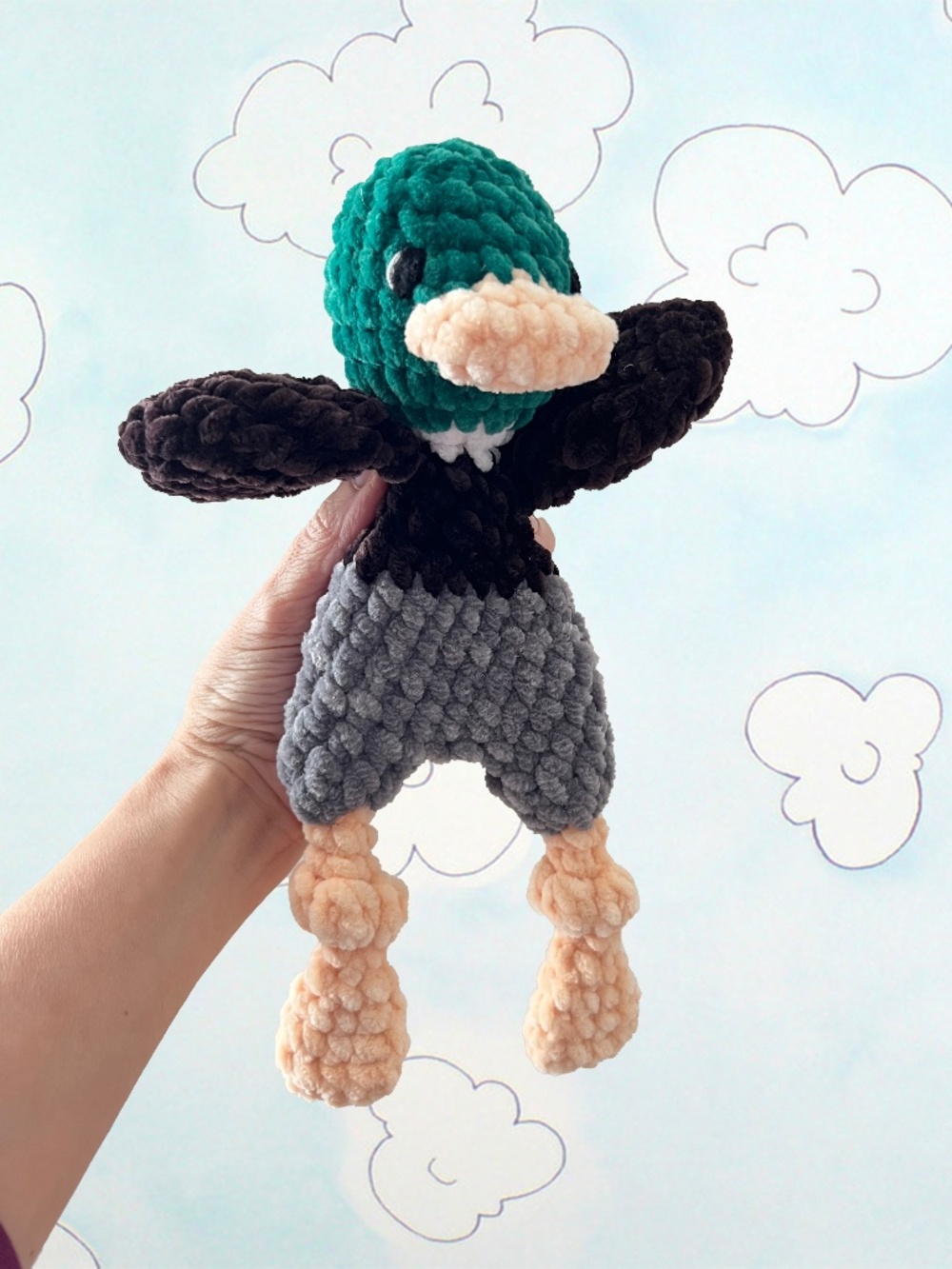Mallard Duck Snuggler, Duck Lovey, 10” Snuggler